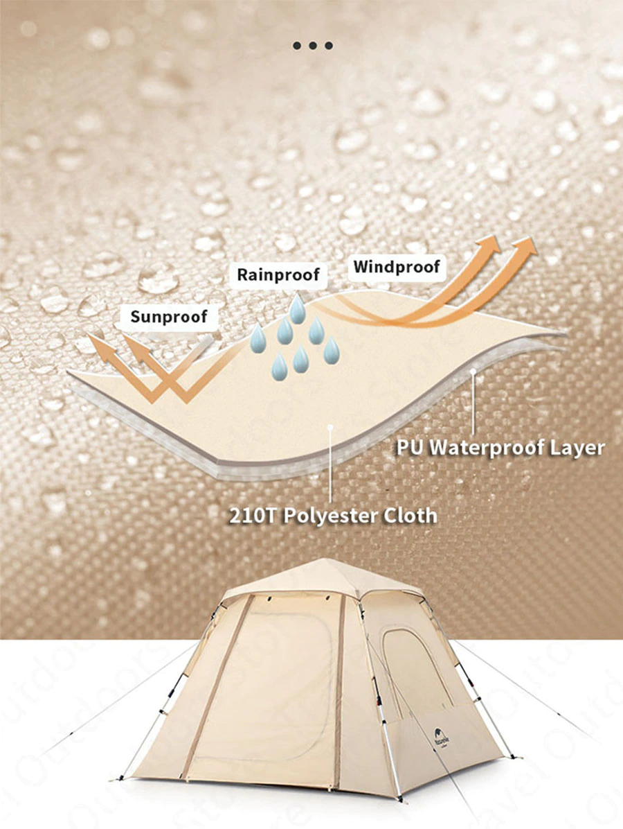 Cheap Goat Tents  Outdoor Automatic Tent Five Side Circulating Ventilation Telescopic Tent Quick Open Support 3 Persons Camping Tent Tents 